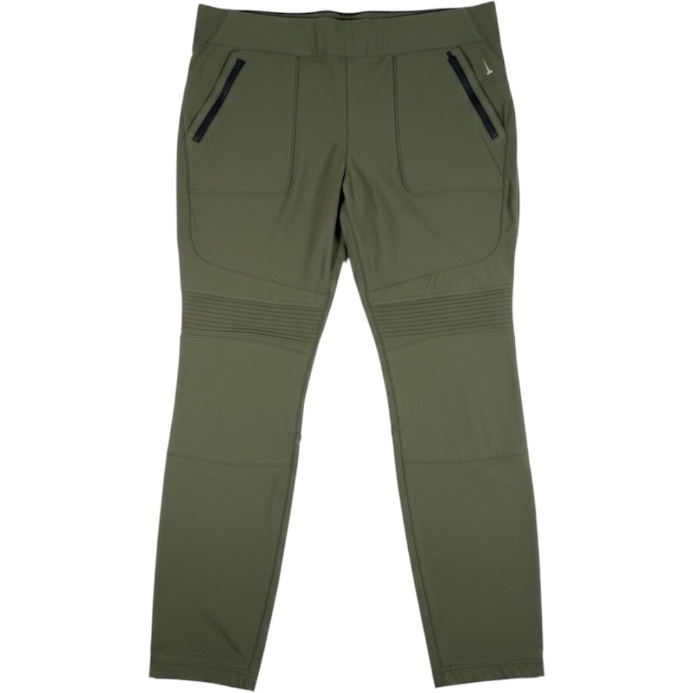 Duluth Trading Co Women 18 Long Green Moto Utility Pants Stretch Outdoor